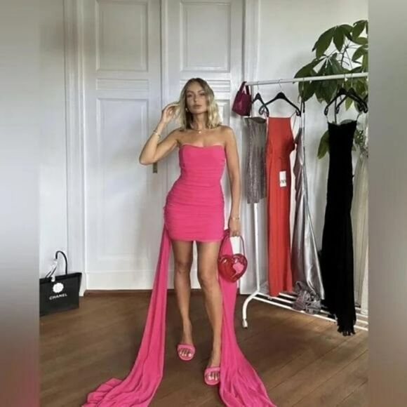 ZARA PINK DRAPED DRESS Summer fav - Picture 6 of 16